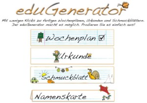 edugenerator • Der Edugenator generiert Urkunden, Wochenpläne...