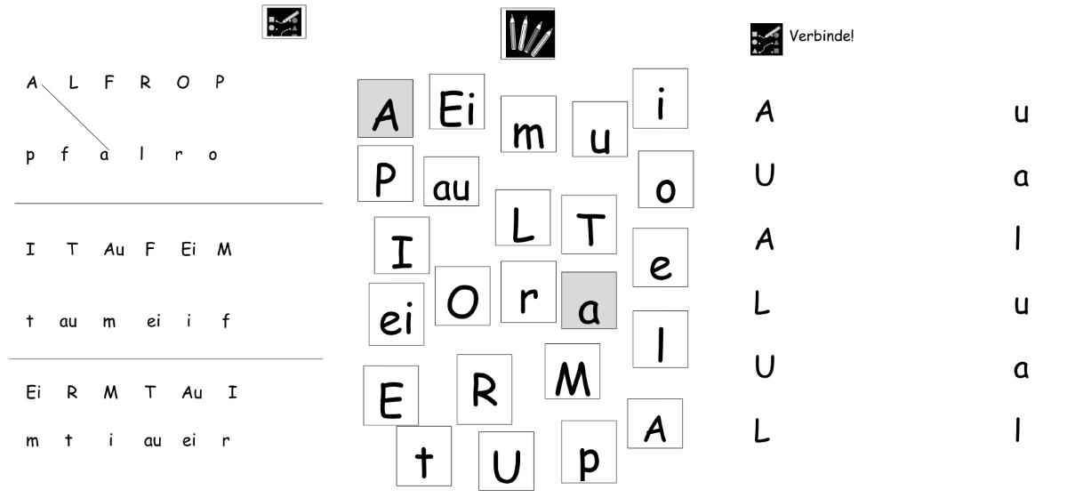 a l e r o p lesen mit hand und fuss &bull; Buchstaben - verbinden und anmalen