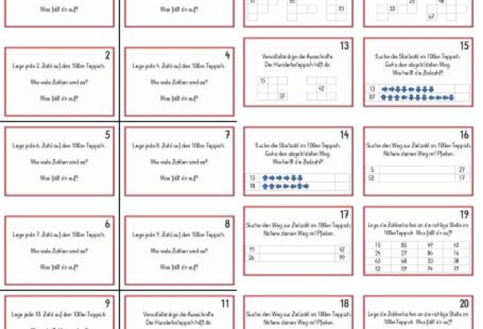 aufgabenkarten 100er teppich • Aufgabenkarten für den 100er-Teppich