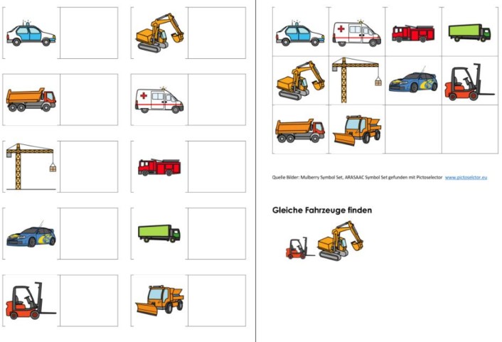 aufgabenmappe zuordnung gleiche fahrzeuge • Aufgabenmappen - Zuordnung Fahrzeuge
