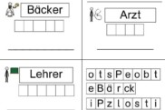 berufe kleben nachspuren • Ganzwörter "Berufe" nachkleben und abschreiben