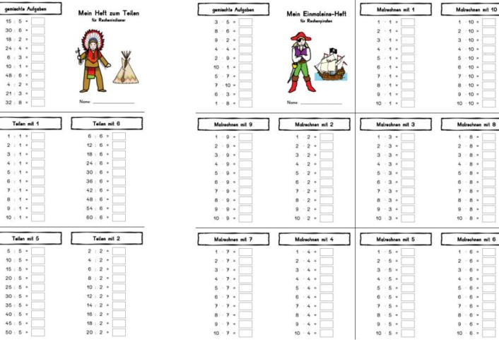 einmaleins geteilt heft • Einmaleins- und Divisionsheft