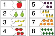 menge zahl zuordnung puzzle obst • Puzzle - Mengen-Zahl-Zuordnung - Obst