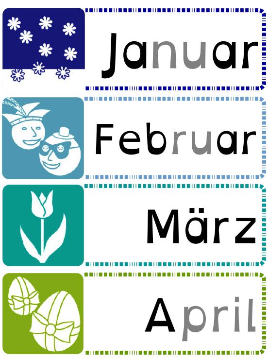 monate montessori farben mit bildern • Die Monate in den Montessori-Farben mit Bildern - Jahreskreis