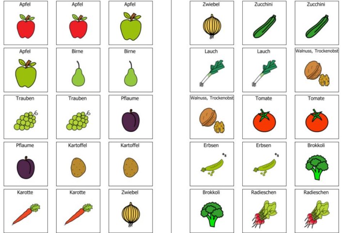 obst gemuese memorie • Herbstliches Obst und Gemüse Memorie