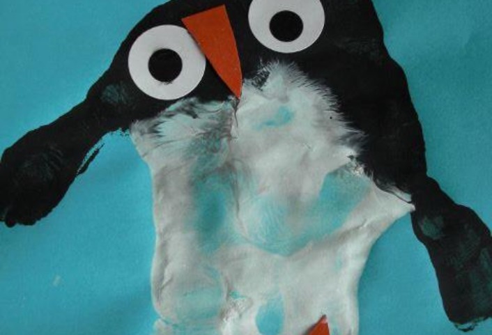 pinguin • Pinguin aus Handabdruck