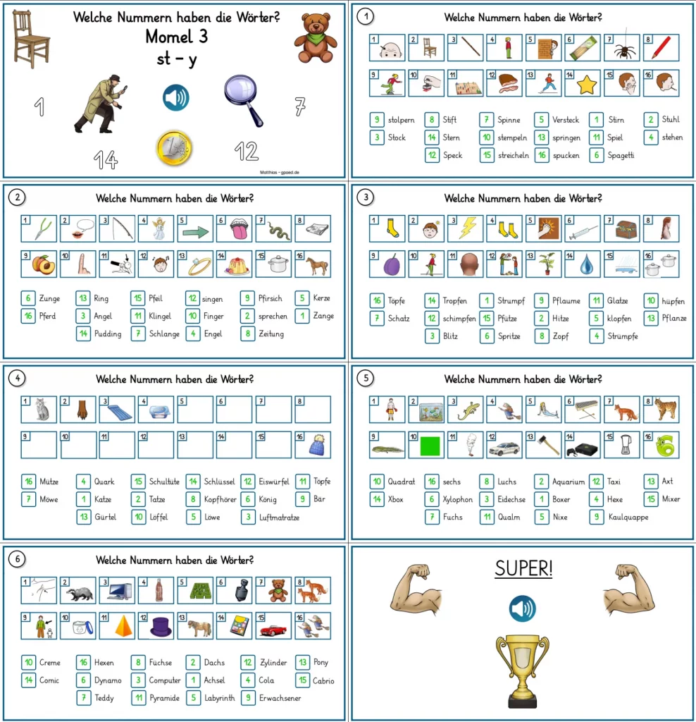 wsc go nummern und woerter momel 03 • Wörter und Bilder zuordnen - Nun für alle Buchstaben und Laute