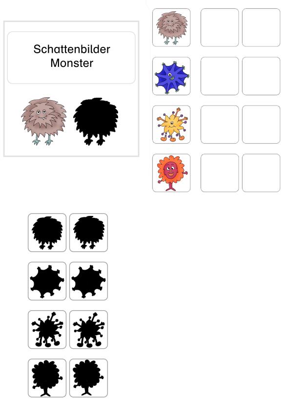 aufgabenmappe schattenbilder monster • Aufgabenmappe - Schattenbilder Monster