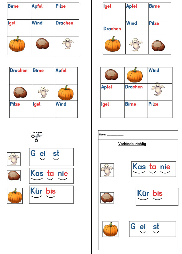 herbst leicht bingo und mehr • Herbstwörter und Bingo