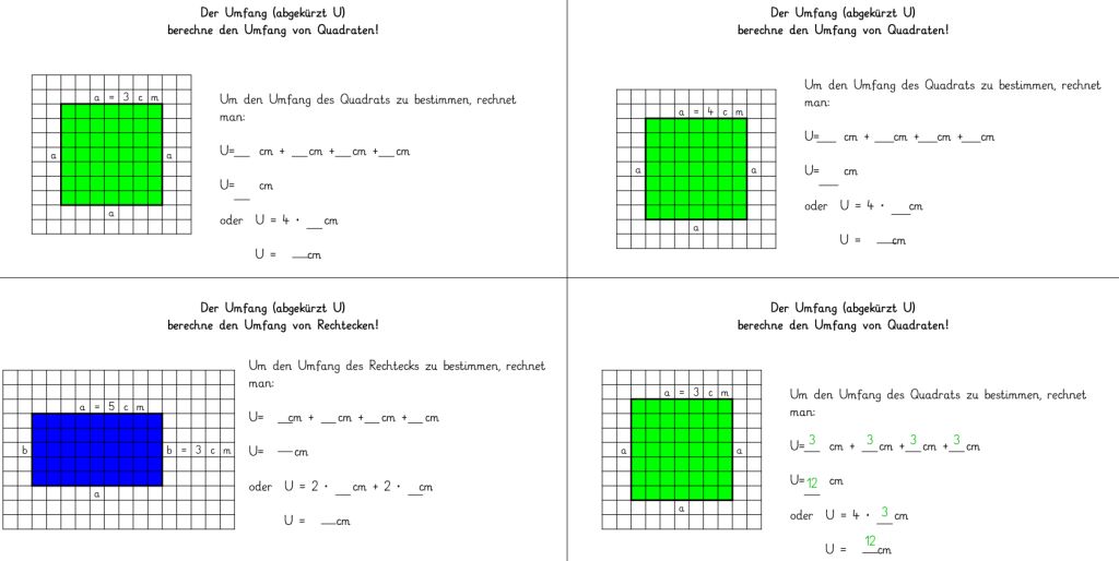 umfang • Interaktiv - Umfang von Quadrat und Rechteck berechnen