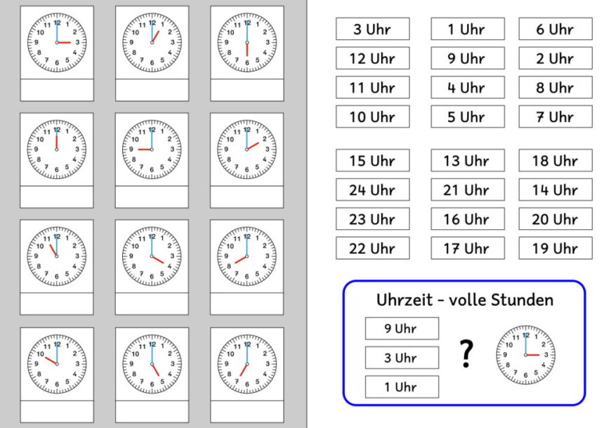 Was Bedeutet Die Uhrzeit 10:10 Uhr Aufgabenmappe - Uhrzeit - volle Stunden • gpaed.de