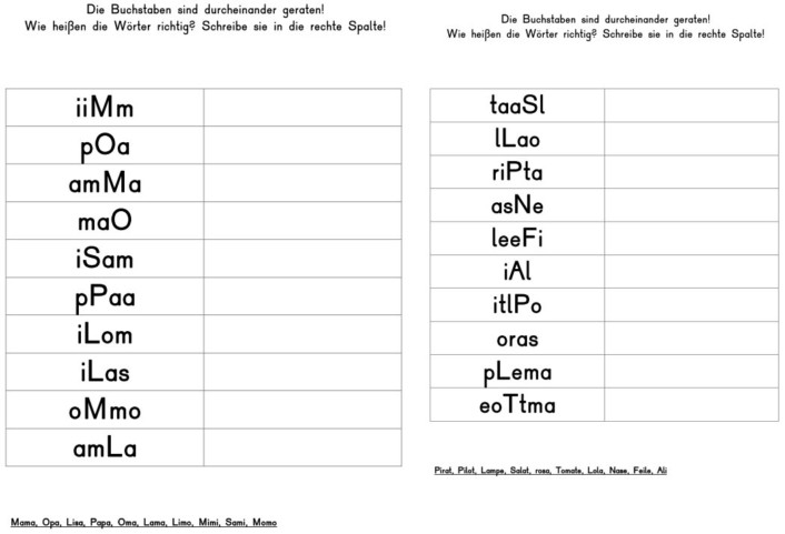 buchstaben ordnen • Buchstaben ordnen