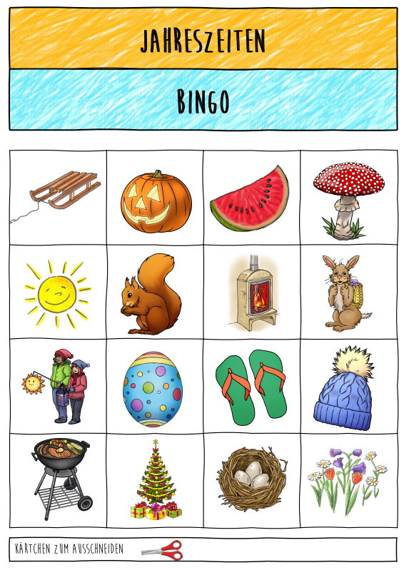 jahreszeiten bingo • Jahreszeiten-Bingo