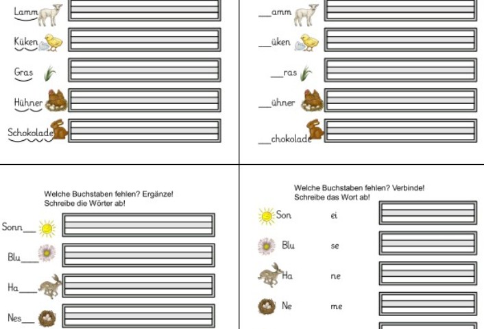 oster woerter ueben • Osterwörter lesen und schreiben