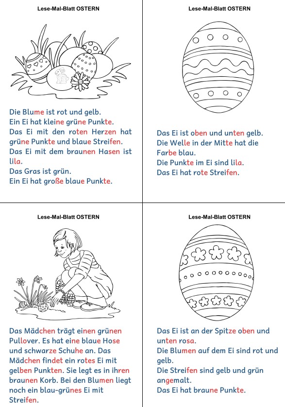 ostern lese mal blatt • Lese-Mal-Blätter - Ostern