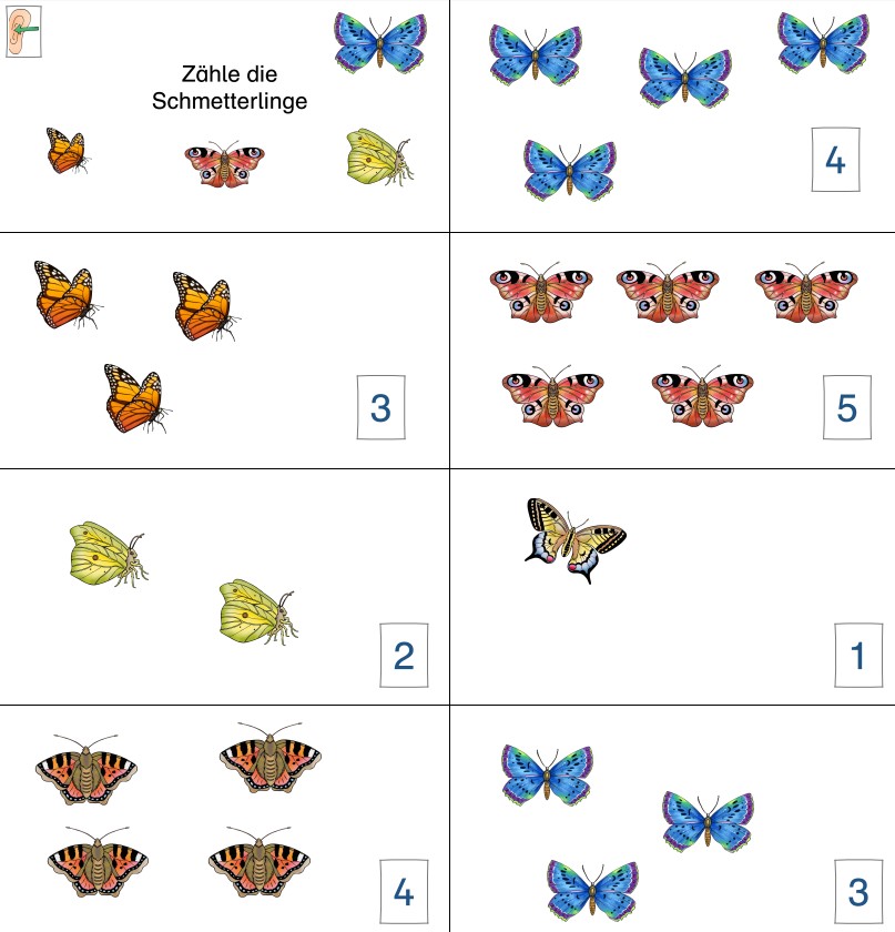 wsc go schmetterlinge zaehlen geordnet • Schmetterlinge zählen ZR 5 - Worksheet Go!