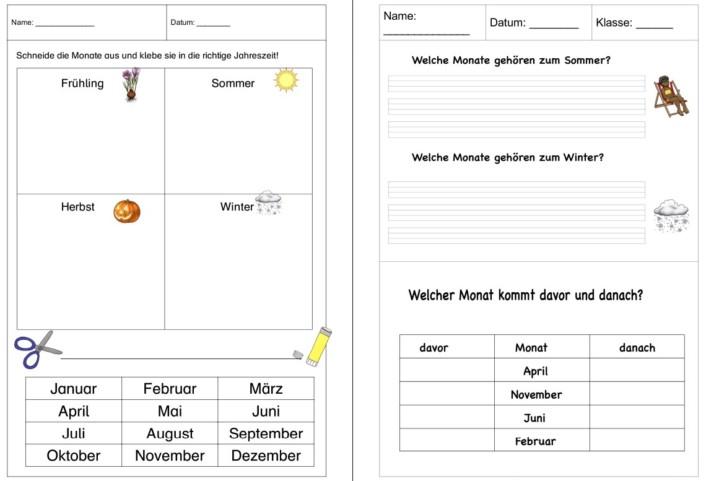 jahreszeiten monate • Jahreszeiten und Monate