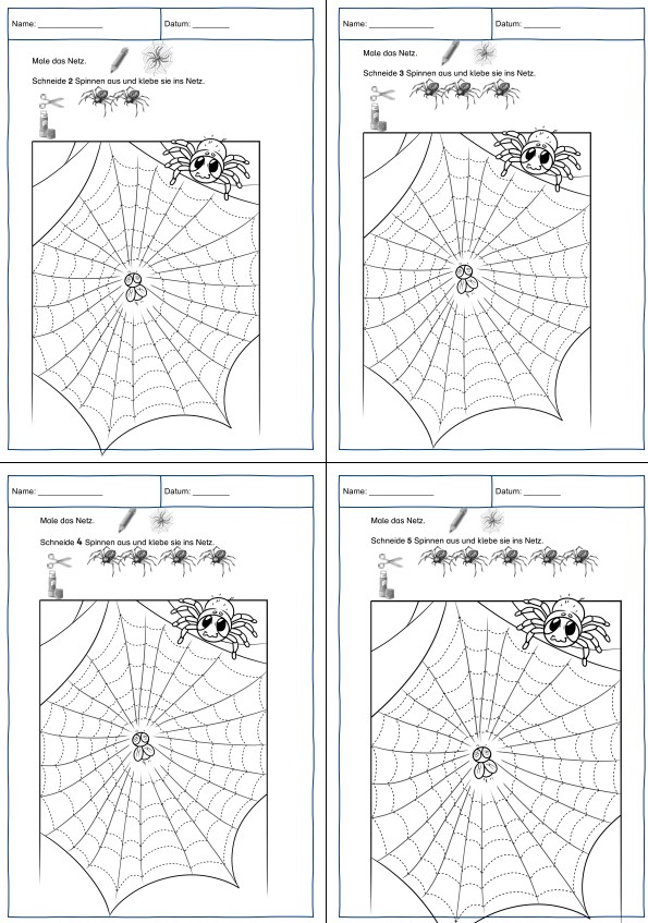 spinnen zaehlen und schwunguebung • Halloween - Schwungübung und Spinnen zählen