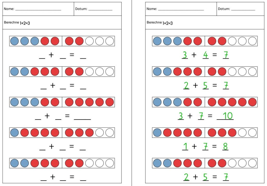 Addition ZR 10 Rechenschiffchen • Gpaed.de