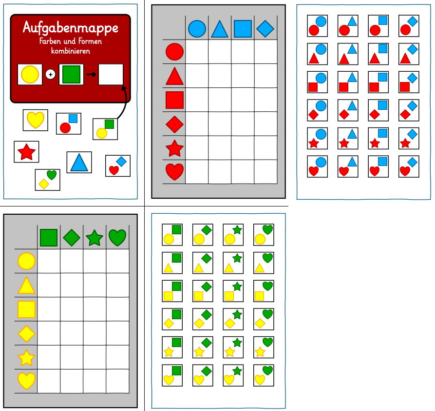 aufgabenmappen farben formen kombinieren • Aufgabenmappe Formen und Farben kombinieren