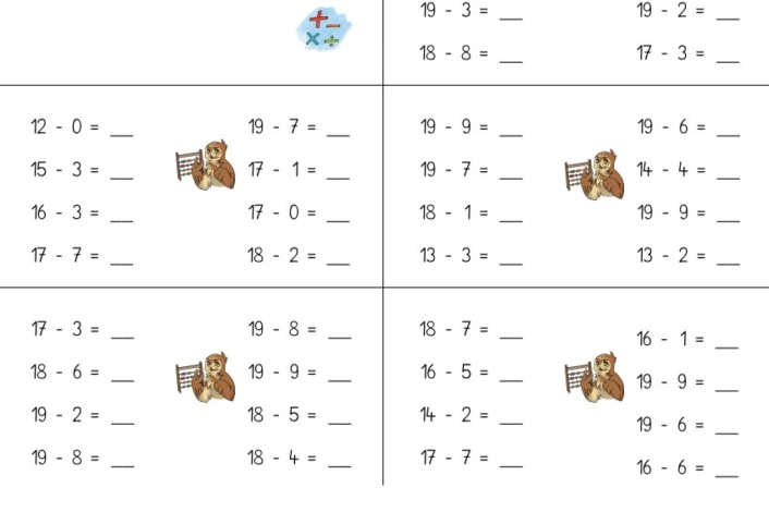 wsc go zr20 subtraktion ohne zue • Subtraktion ohne Zehnerüberschreitung - Worksheet Go!