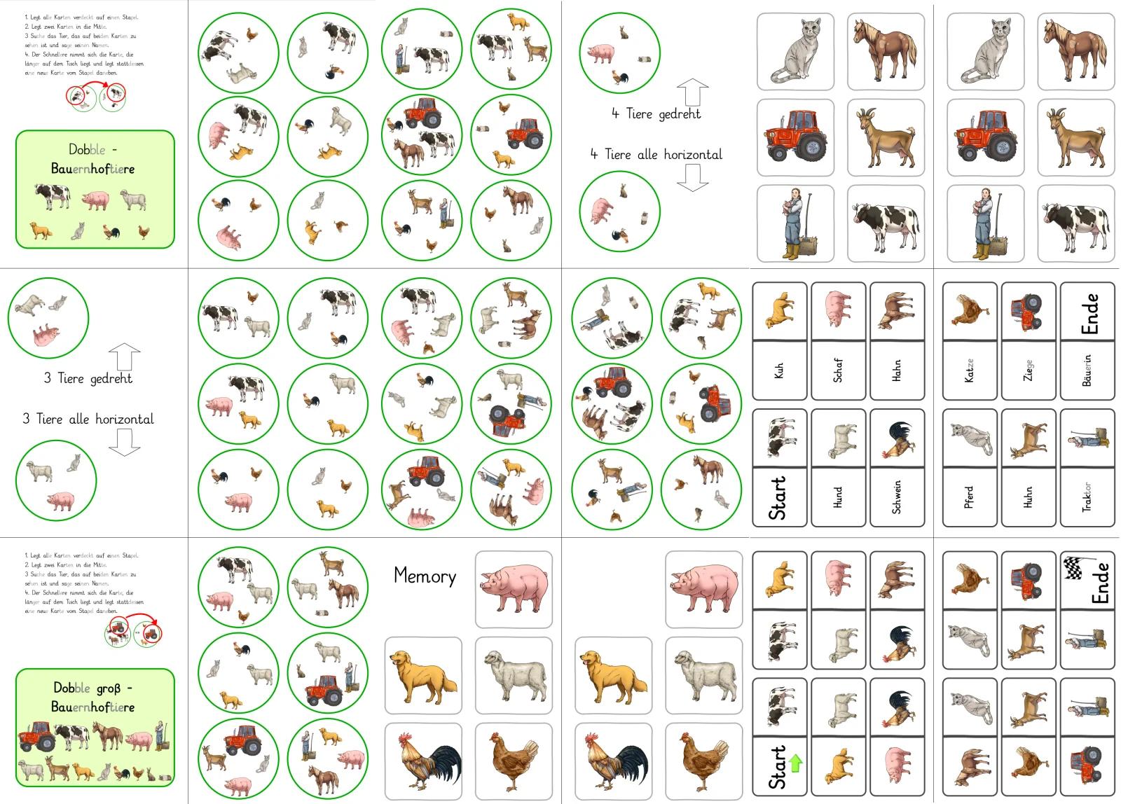 bauernhoftiere dobble differenziert memorie domino • Spiele Bauernhoftiere