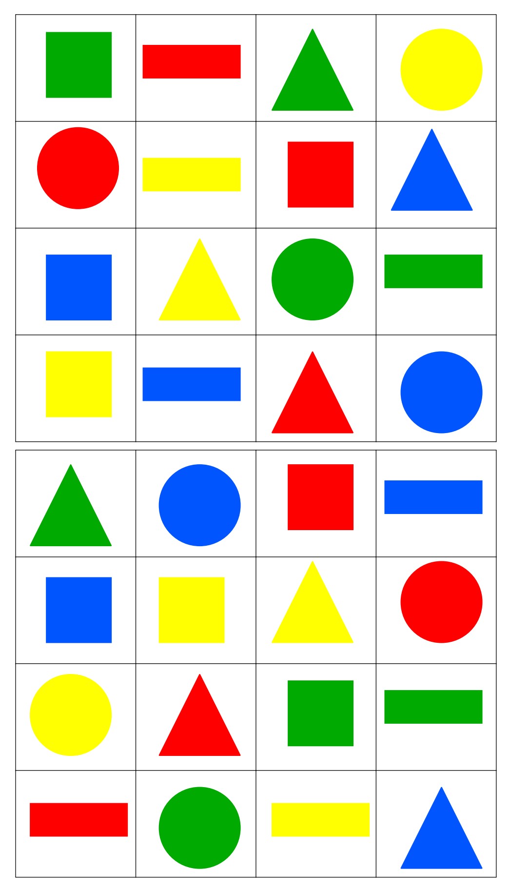 bingo geometrische formen 2 • Bingo geometrische Formen