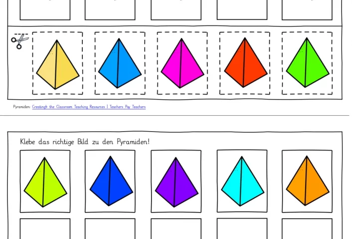 farbige pyramiden 1zu1 zuordnen • Pyramiden 1:1 Zuordnung