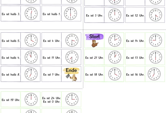 domino 24 stunden ganze halbe stunden mit eule • Domino Uhr