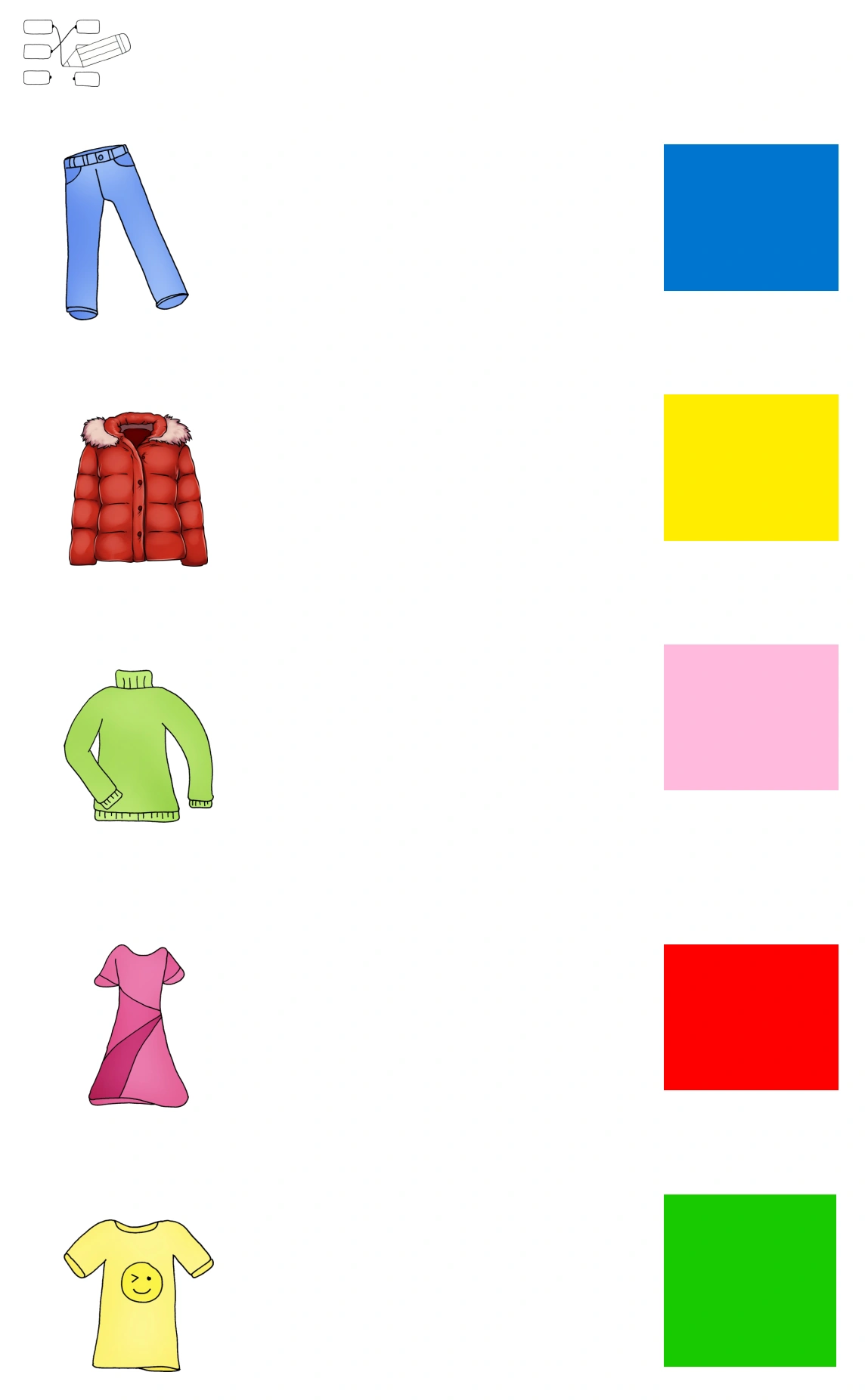 zuordnen farben kleidung • Zuordnung Kleidung und Farben