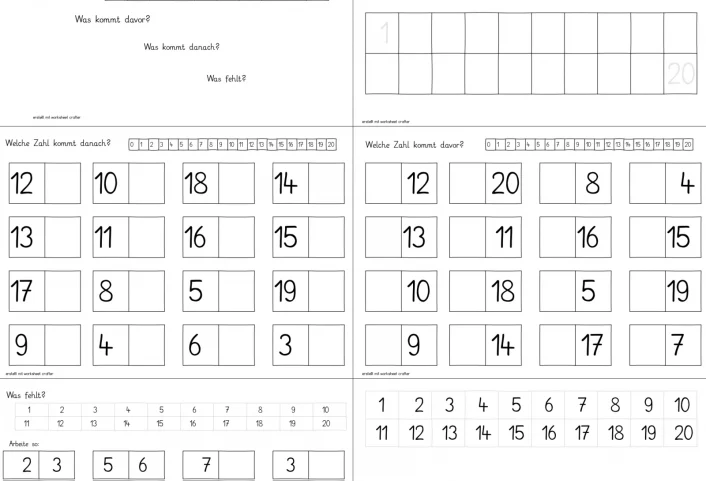 aufgabenmappe zahlenreihe zr20 ergaenzen 1 • Aufgabenmappe - Zahlenreihe bis 20