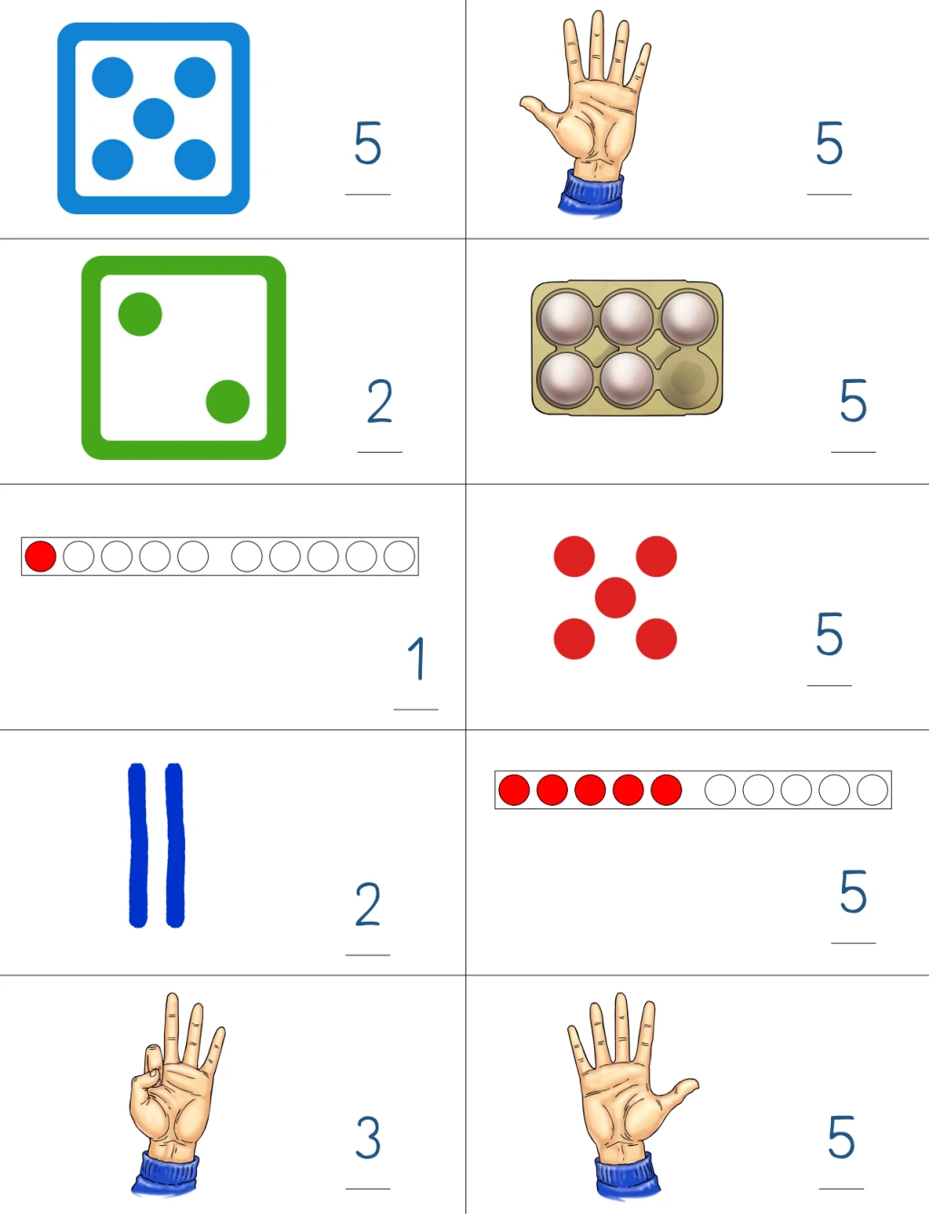 quiz zahl 1 5 verschiedene abbildungen • Quiz Abbildungen Zahl 1-5