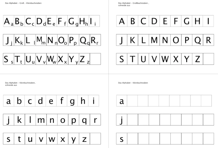 alphabet ausschneiden aufkleben • Alphabet Reihenfolge