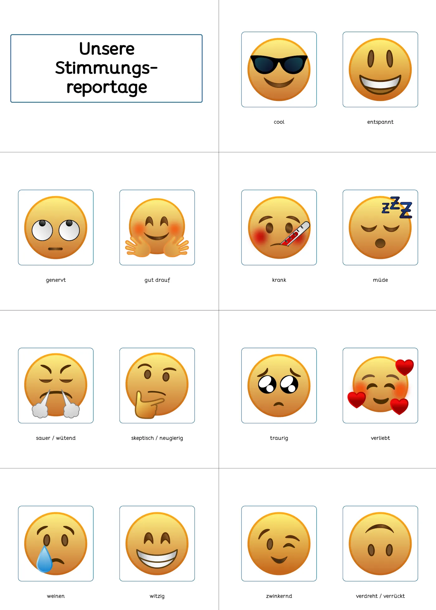 emojis stimmungsreportage • Klassen-Stimmungsreportage mit Emojis
