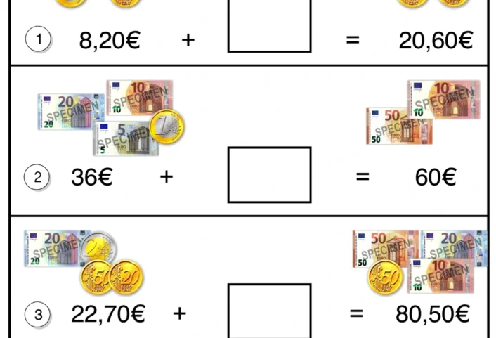 ergaenzungsaufgaben geld zr100 • Ergänzung Euro