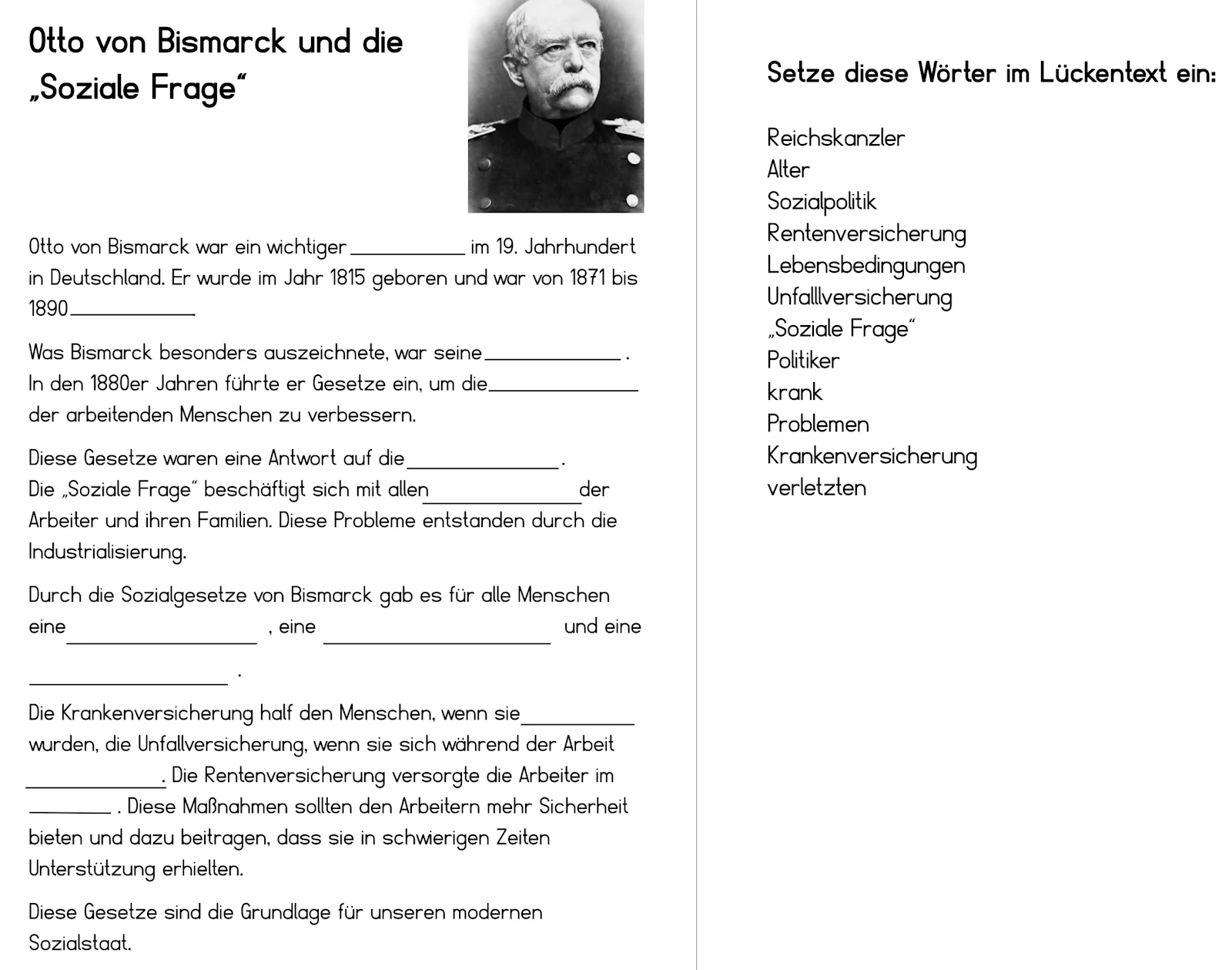 • Otto von Bismarck und die soziale Frage