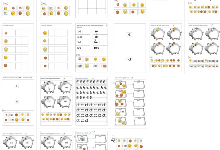 euro cent differenziert • Arbeitsheft Euro und Cent