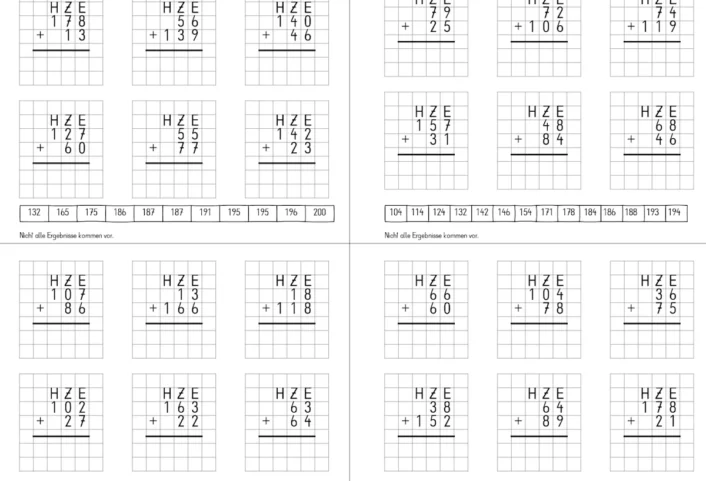 ZR200 addition schriftlich teils mit ueberschreitung sprechtext lsg • schriftliche Addition ZR 200