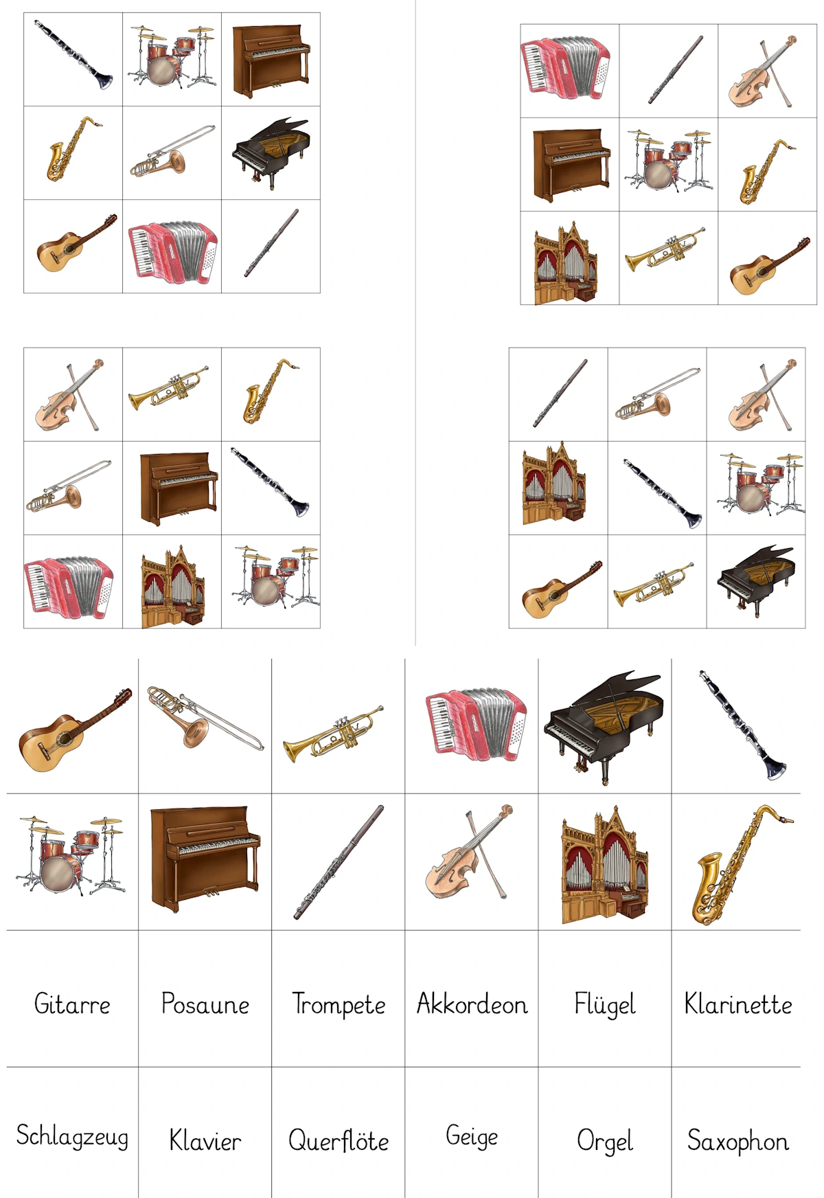 instrumente bingo memorie • Instrumenten Bingo und Memorie