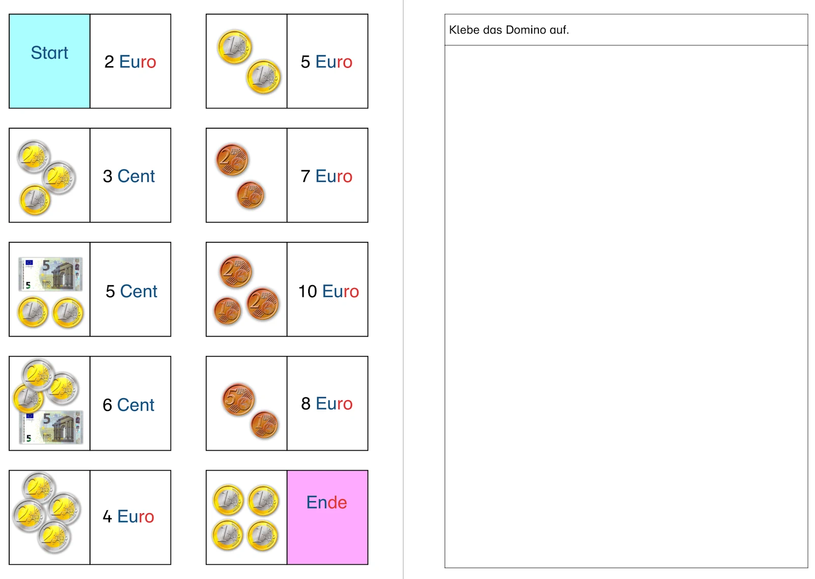 domino muenzen zaehlen euro cent • Domino - Münzen zählen