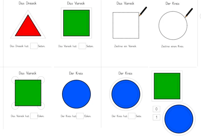 augabenmappe grundformen eigenschaften • Aufgabenmappe Grundformen Viereck Dreieck Kreis