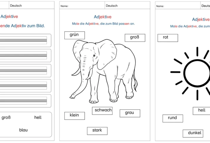ab adjektive zuordnen • Adjektive zuordnen und schreiben