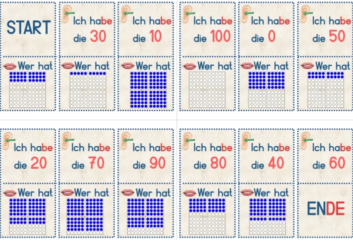 ich habe wer hat zr100 zehnerzahlen • Ich habe wer hat Spiel: Zehnerzahlen ZR 100