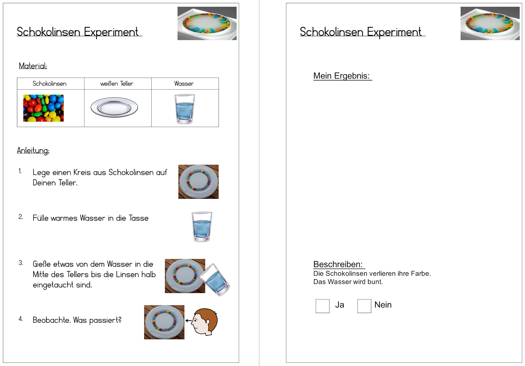 • Schokolinsen Experiment