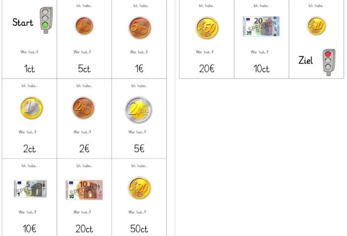 ich habe wer hat euro muenzen und scheine • Spiel Ich habe - Wer hat? Euro