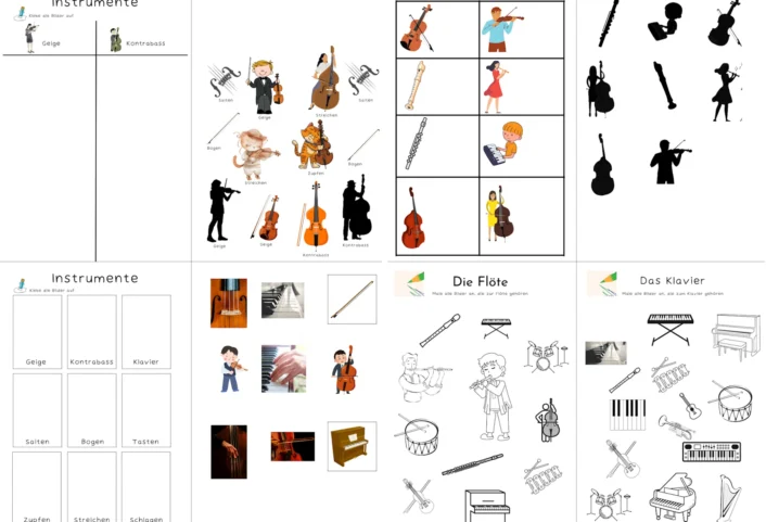 arbeitsblaetter musikinstrumente • Musikinstrumente