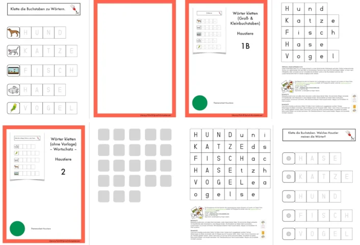aufgabenmappen woerter kletten haustiere • Aufgabenmappe – Wörter kletten – Haustiere
