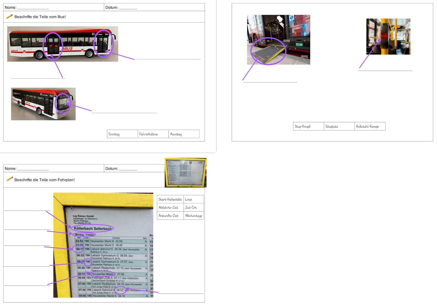 ab linienbus und fahrplan kennenlernen • Wir lernen den Linienbus und den Busfahrplan kennen