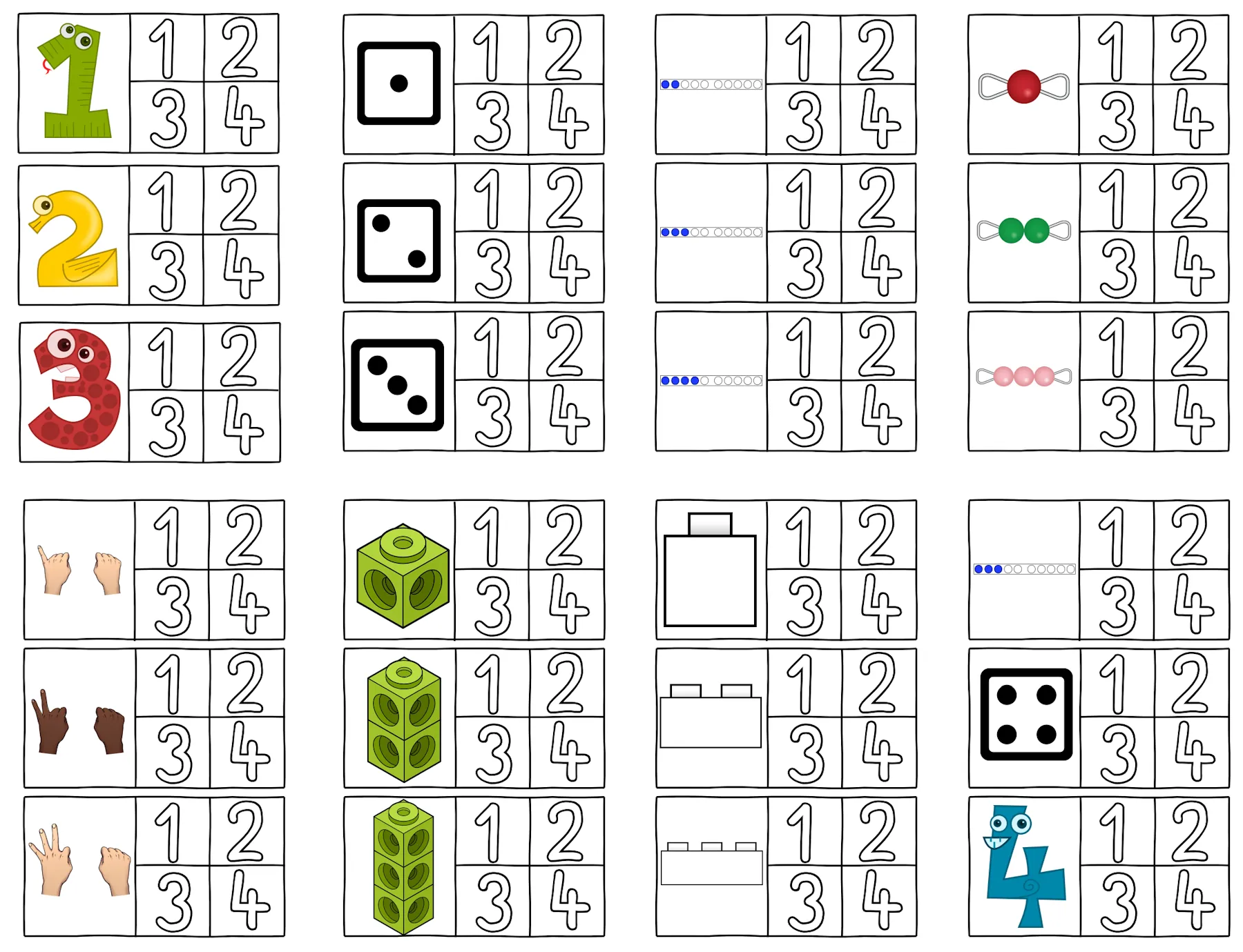 mengenkarten zr 4 • Mengenkarten ZR 4