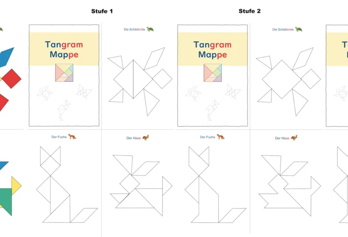 tangram tiere stufe 0 3 • Tangram-Mappe Tiere 4-fach differenziert